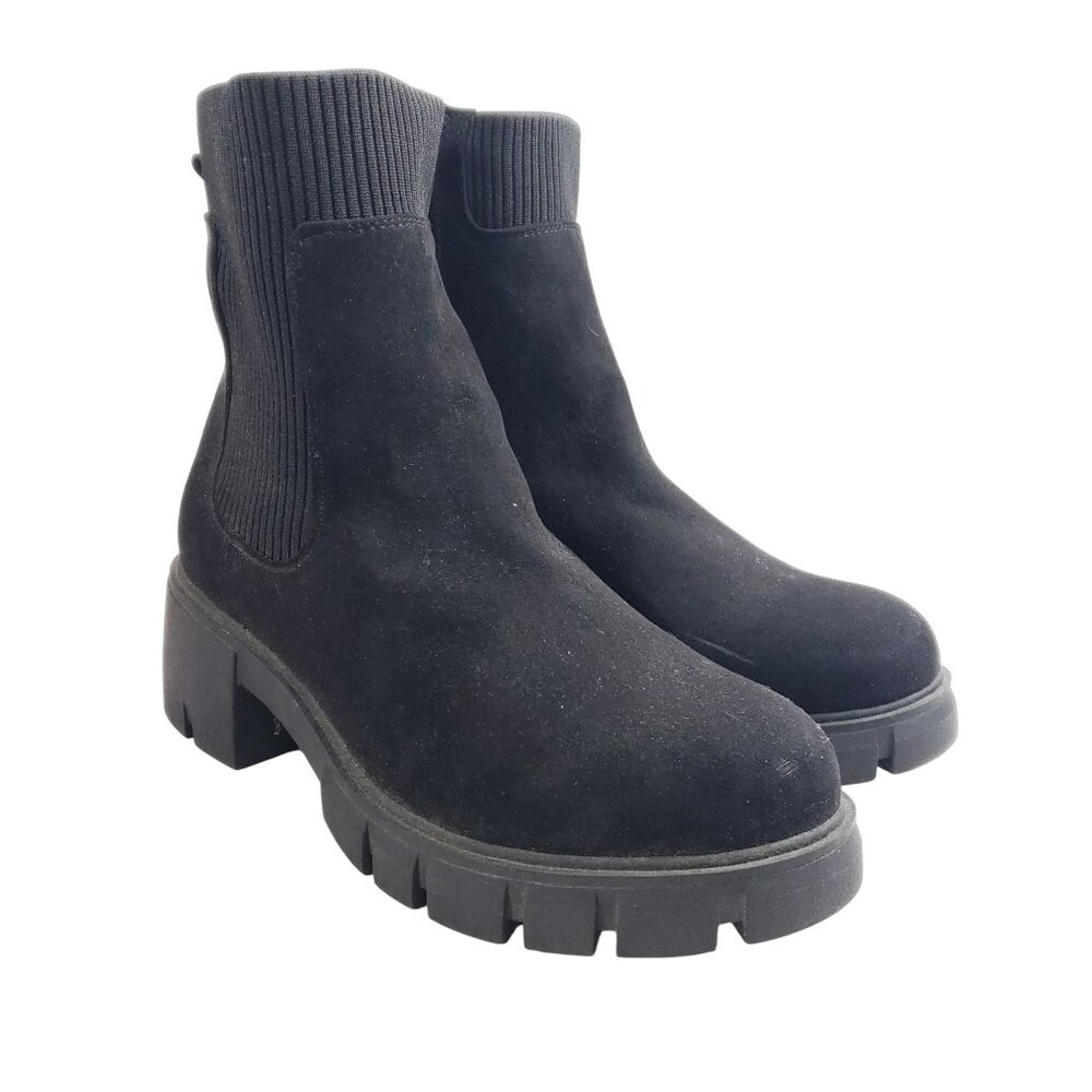 No Boundaries Womens Size 10 Wide Black Chunky Sole Chelsea Boots - Picture 1 of 8